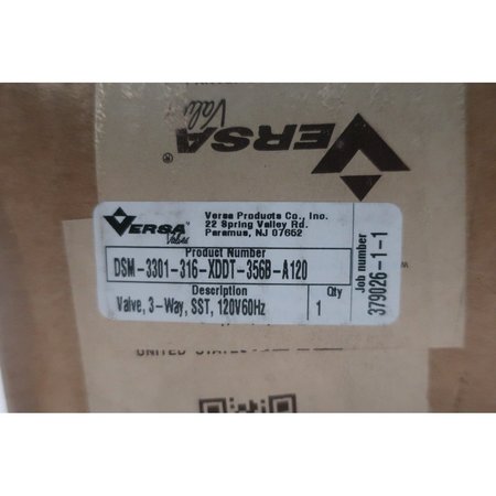 Versa Solenoid Valves DSM-3301-316-XDDT-356B-A120 DSM-3301-316-XDDT-356B-A120